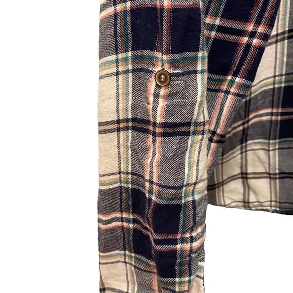 Maurices Plaid Cotton Long Sleeve Button Down with 3/4 Tab Sleeves - Picture 7 of 8